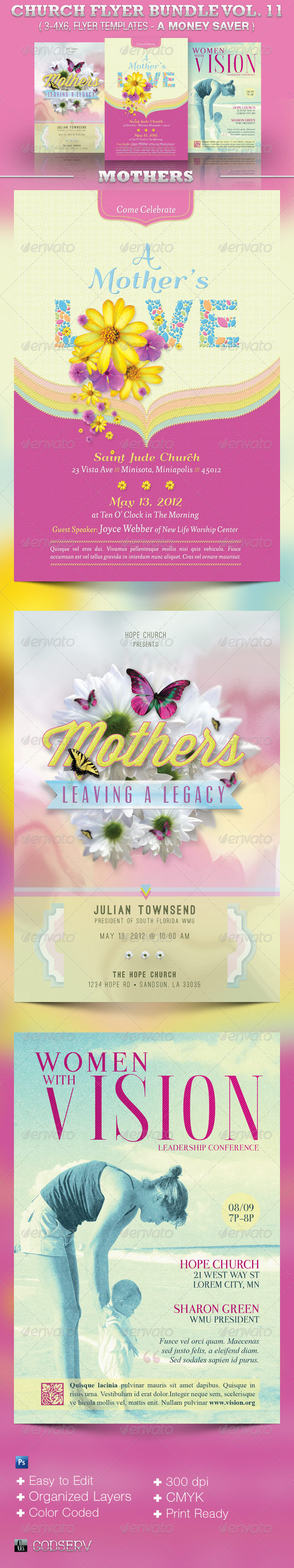 Mothers Church Flyer Template Bundle Vol 11 - Church Flyers
