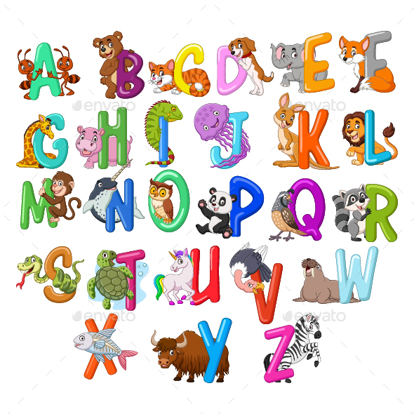 Set of Twenty Six Alphabet Animals, Vectors | GraphicRiver