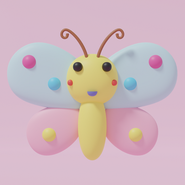 Cartoon Cute Butterfly 2 3D model
