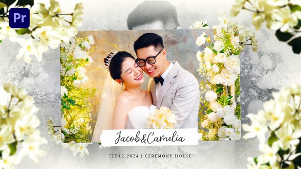 Wedding Slideshow | Floral Wedding Photos | MOGRT Premiere Pro template preview