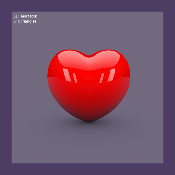 3D Heart Icon - 3Docean 3988832