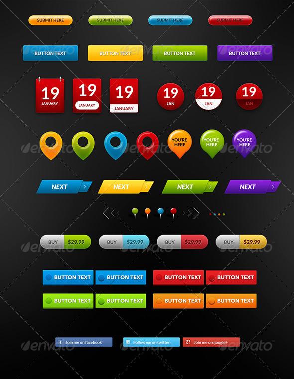 Buttons Pack 2 - Buttons Web Elements
