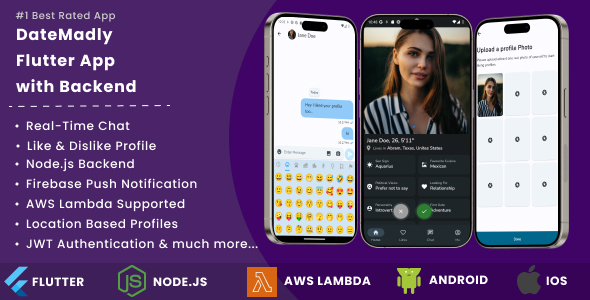 DateMadly Dating Flutter App with Node.js API | Tinder Clone