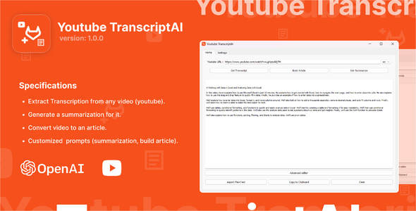 [DOWNLOAD]Youtube Transcript AI: YouTube Video Transcription, Summarization, Article Generation Tool