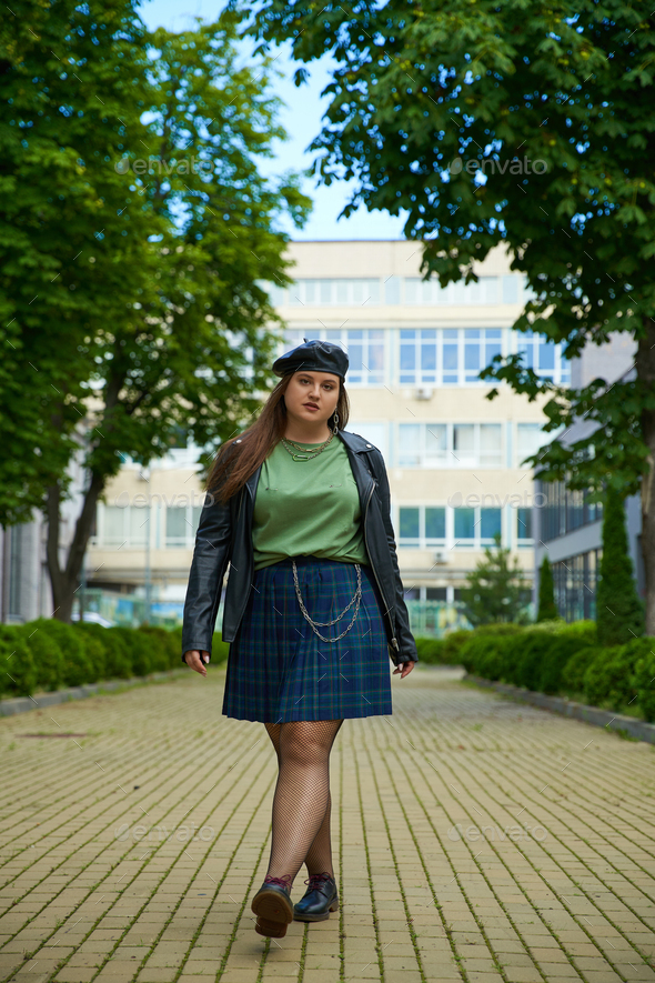 Plus size plaid 2024 skirt and jacket