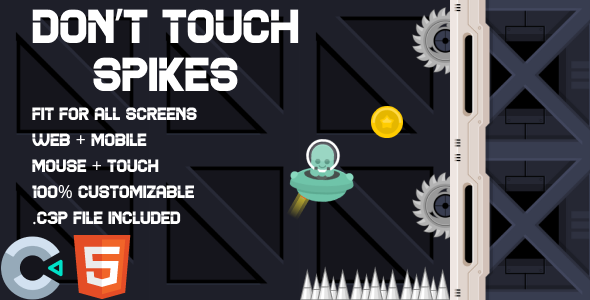 Don't touch spikes. HTML5 Game (Construct 3). Web and Mobile ready