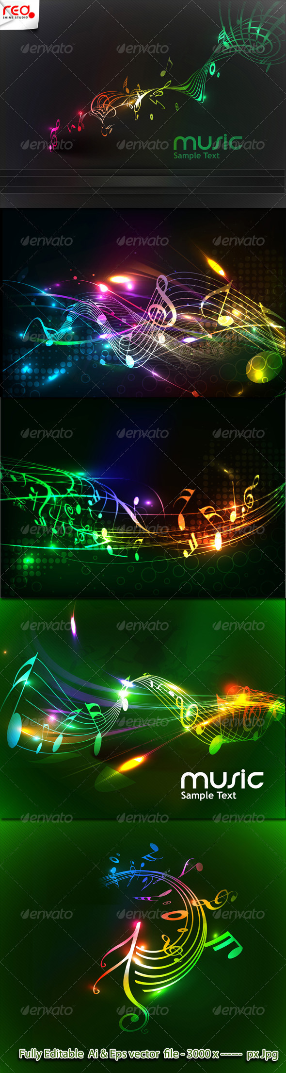 Colorful Music Note Background - Decorative Vectors