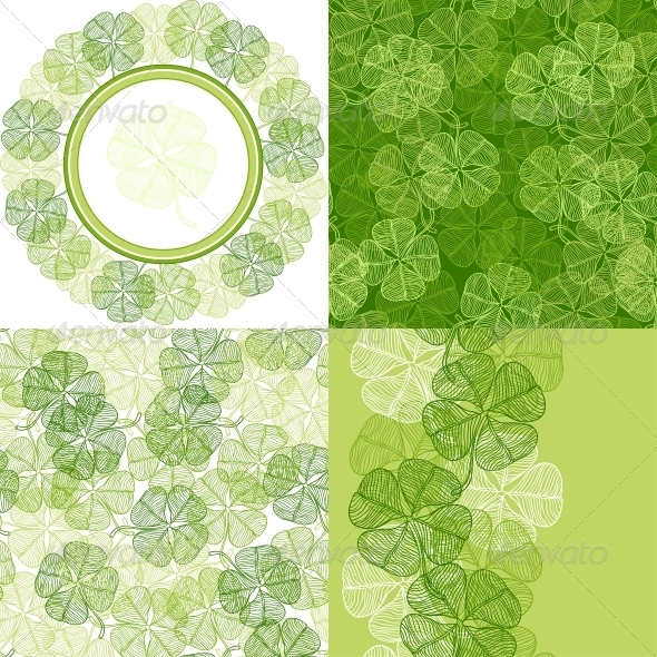 Patterns and backgrounds with clover leaves. - Backgrounds Decorative