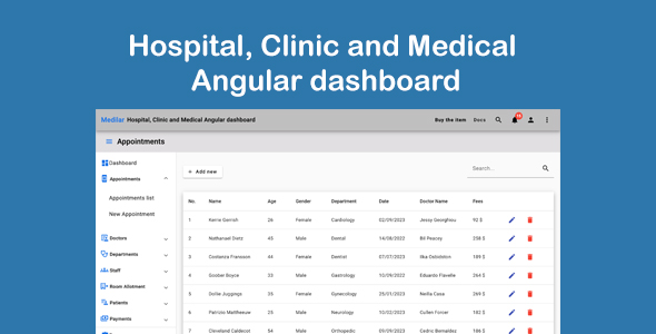 Medilar - Hospital, Clinic and Medical Angular dashboard