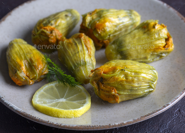 Turkish - Greek cuisine, Turkish food; Stuffed zucchini flowers ...