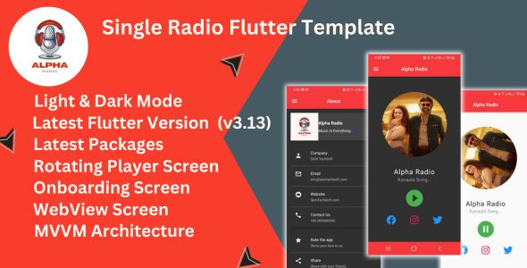 Alpha Radio || Single Radio Template || Flutter Template || Rady to use Template for Android and IOS
