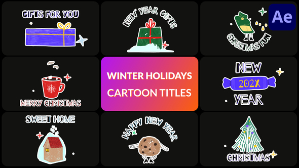 Winter Holidays Cartoon Titles | After Effects