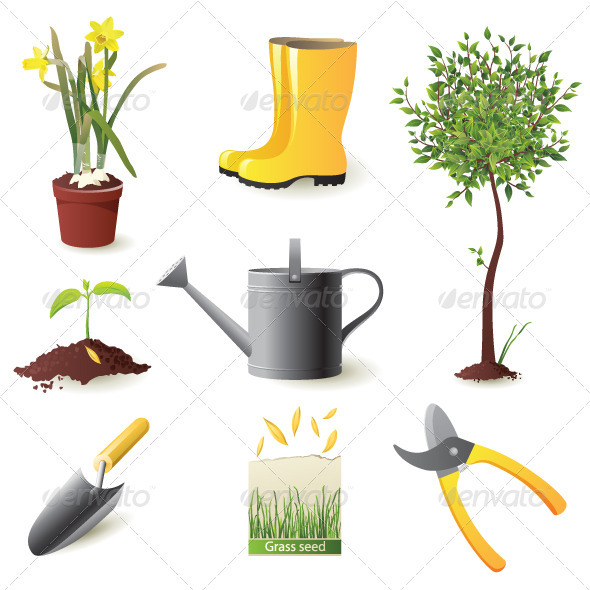 Gardening Icons - Objects Vectors
