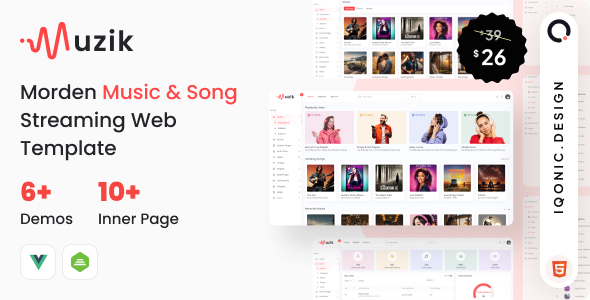 Muzik - Music Streaming Admin Template (VueJS, HTML)