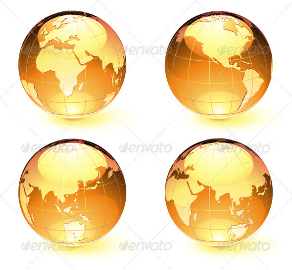 Glossy Earth Map Globes - Conceptual Vectors