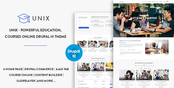 Unix - Powerful Education, Courses Online Drupal 10 Theme