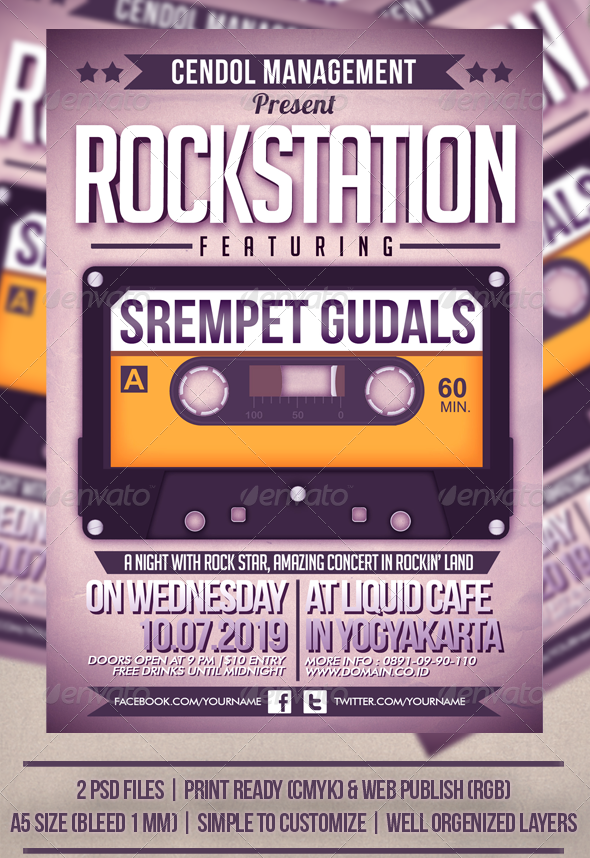Rock Station Music Flyer Template - Concerts Events