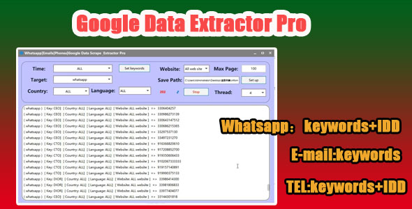 Whatsapp|Emails|Phones|Google Data Scrape & Extractor Pro