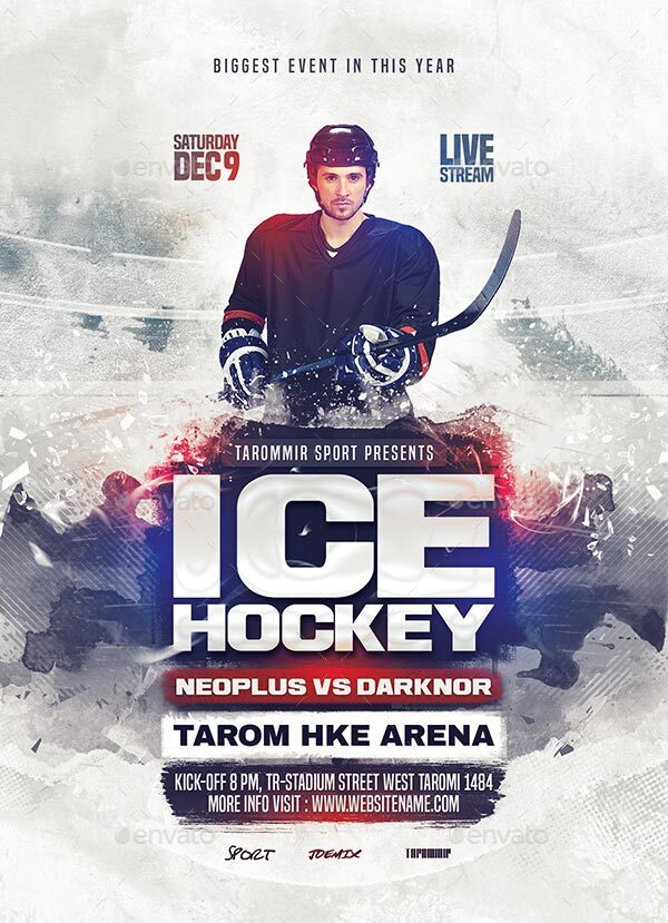 Ice Hockey Flyer, Print Templates GraphicRiver