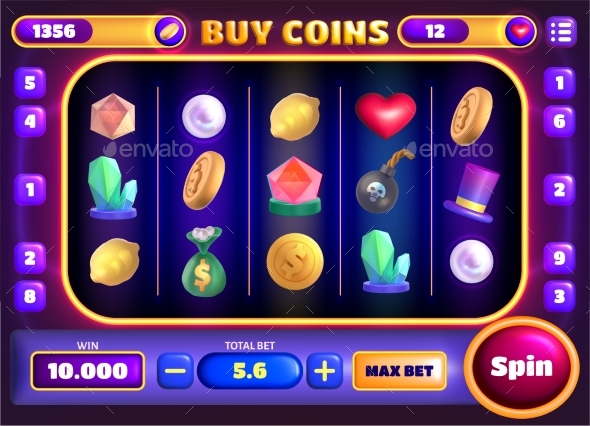 Casino Slots Gameplay Main Screen with Gambling Ui