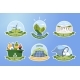 Set Icons of Net Zero and Carbon Footprint