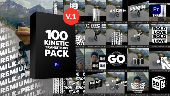 Kinetic Transitions Pack for Premiere Pro Premiere Pro template preview