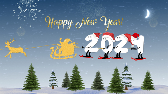New Year Cartoon Skier | After Effects