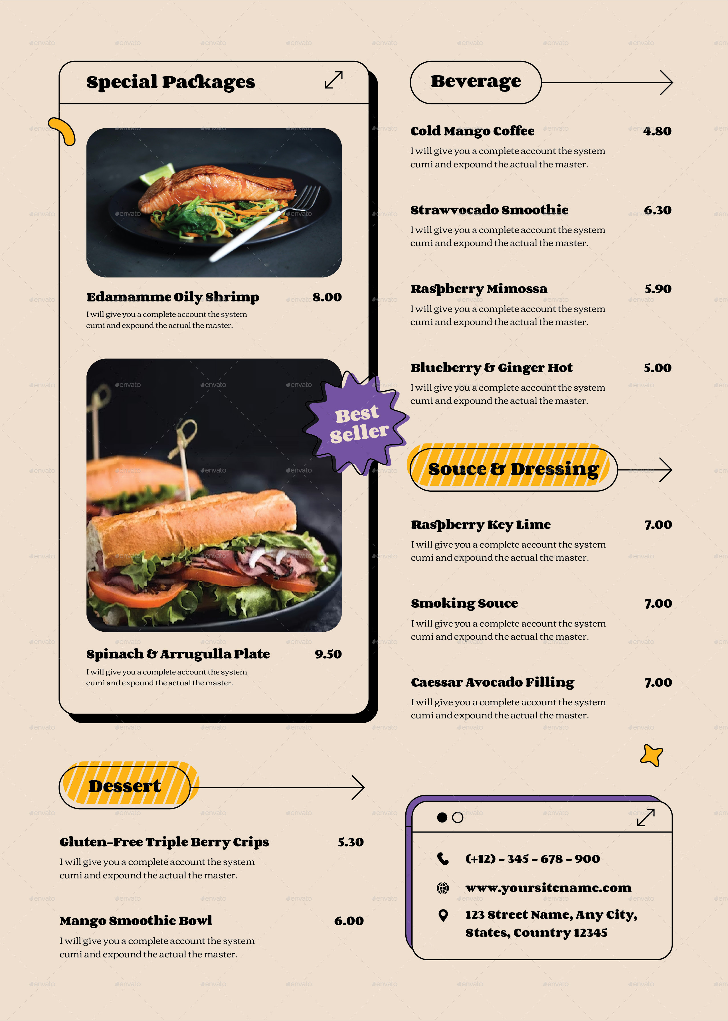 Fast Casual Dining Menu, Print Templates GraphicRiver