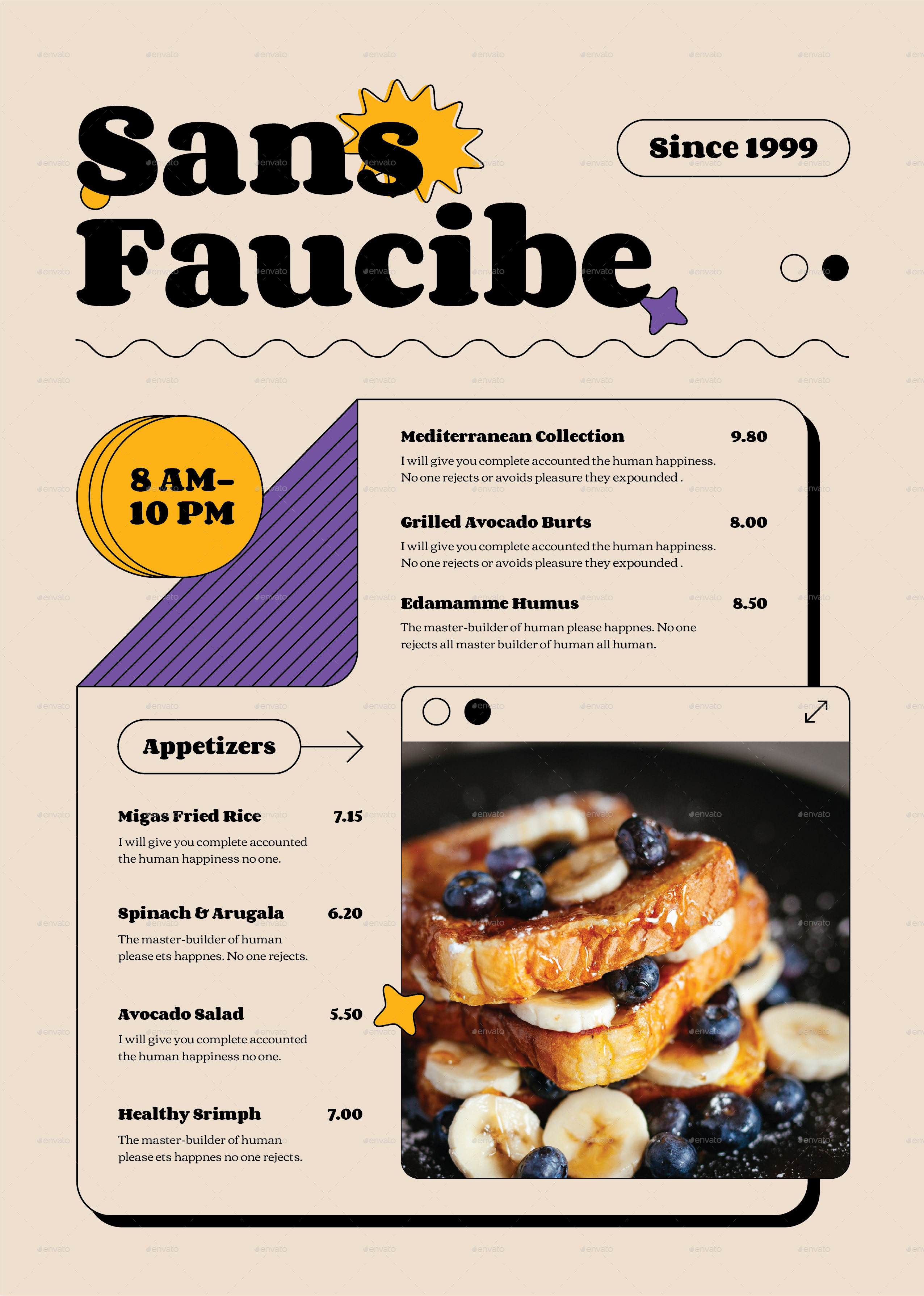 Fast Casual Dining Menu, Print Templates GraphicRiver