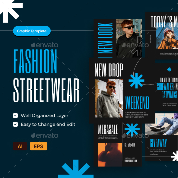 [DOWNLOAD]Fashion Streetwear Social Media Template AI