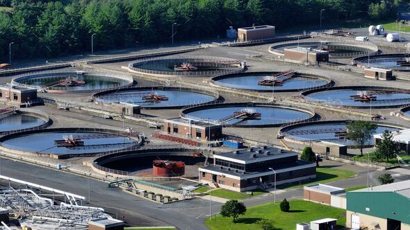 Aerial view of Sewage Treatment Plan in New Jersey