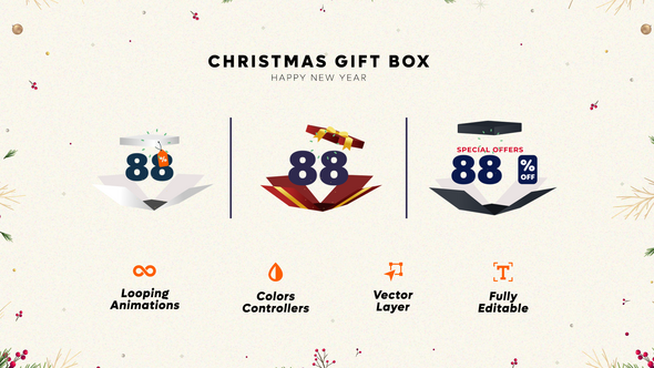 Merry Christmas Gift box Elements template preview