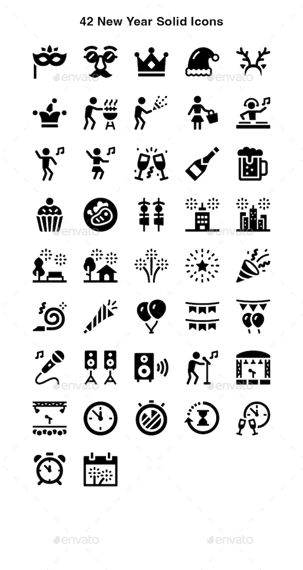 New Year Solid Icons