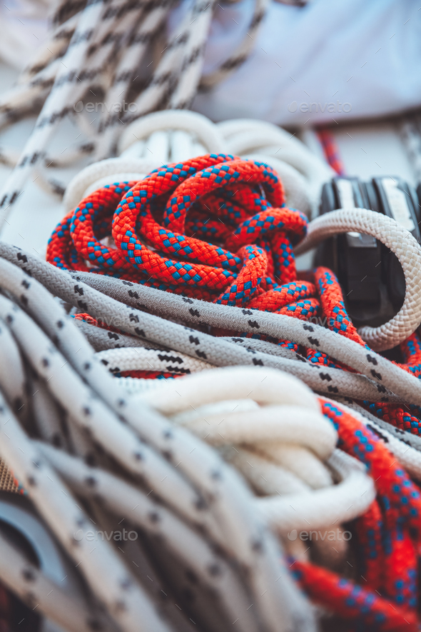 Many different ropes in the sailboat Stock Photo by Anna_Om | PhotoDune