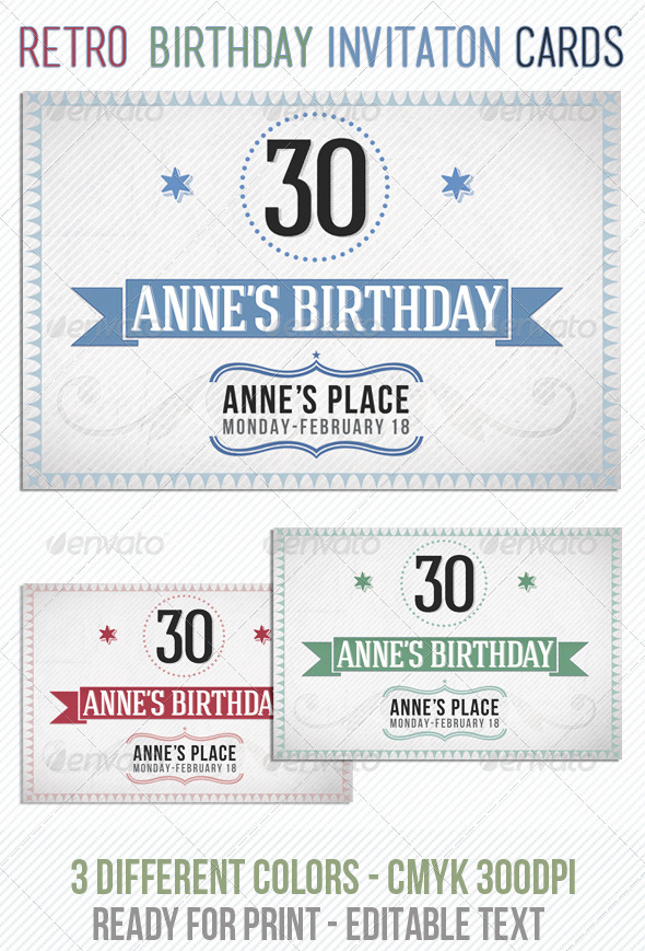 Retro Birthday Invitation Cards