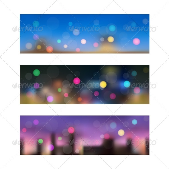 Night in City. Seamless Banners. - Backgrounds Decorative