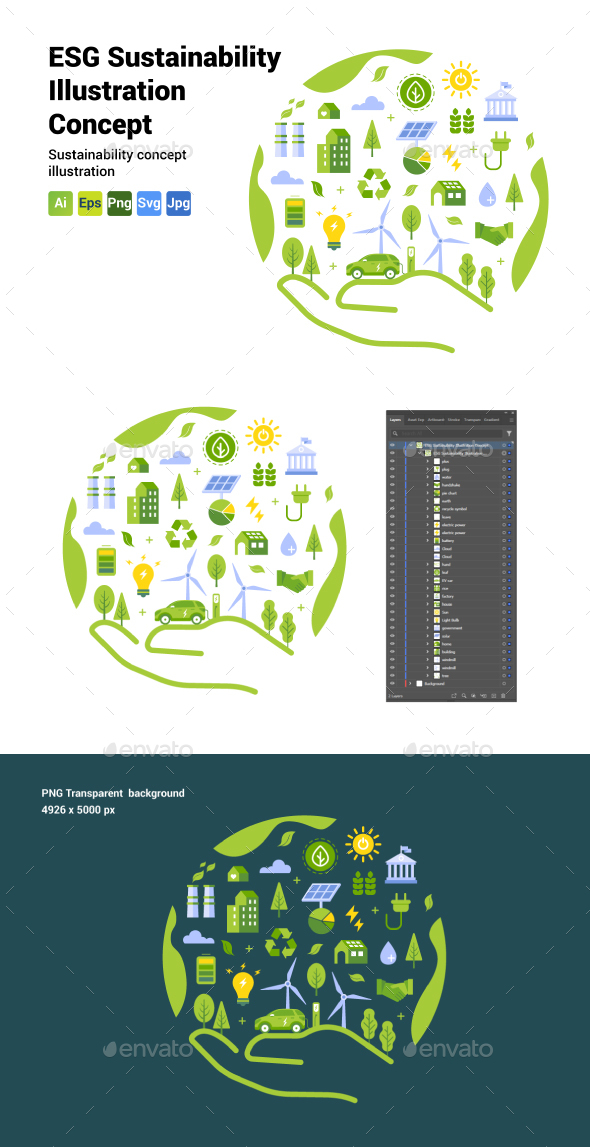 ESG Sustainability Illustration Concept