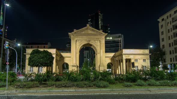 The Porta Nuova City Gates Night Timelapse Hyperlapse in Milan Italy alt