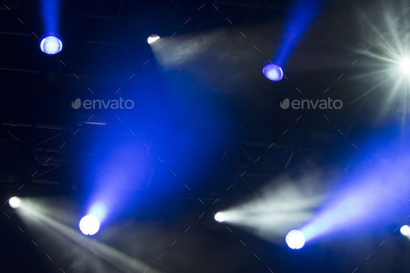 Play of lights on stage in a large mass concert before Covid 19 in Latin America
