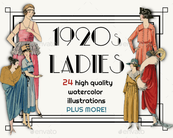 1920s Women/Ladies/Flappers Fashion Prints, 76 High-Quality Images, Vintage Clipart, PNG, 600 dpi