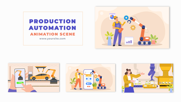 Vector Flat Design Production Automation Animation Scene
