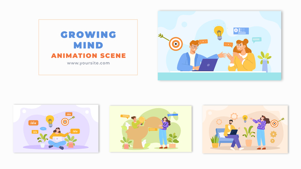 Growing Mind Flat 2D Character Animation Scene