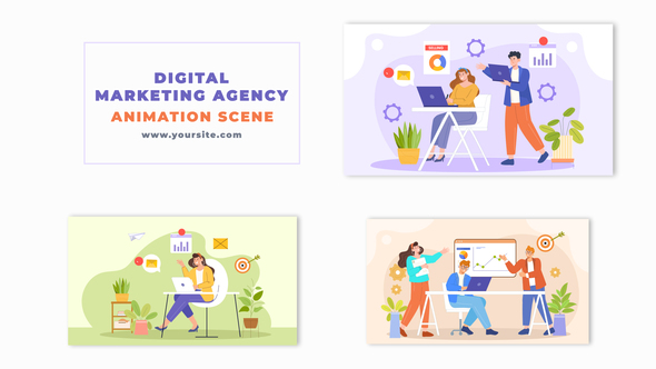 Digital Marketing Agency Vector 2D Animation Scene