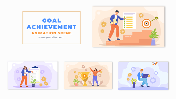 Goal Achievement Vector Flat Design Animation Scene