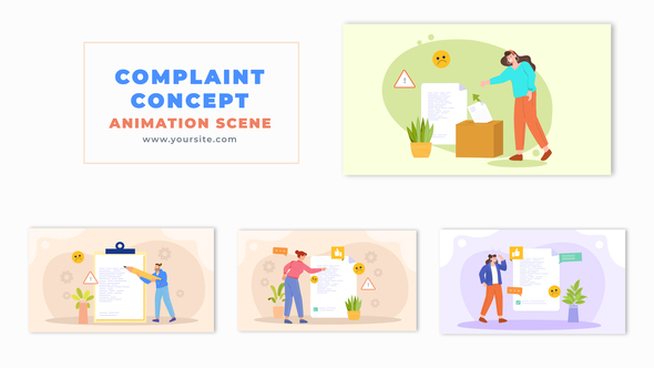 Flat 2D Vector Complaint Letter Design Animation Scene