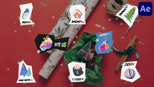 Christmas Sticker Titles for After Effects