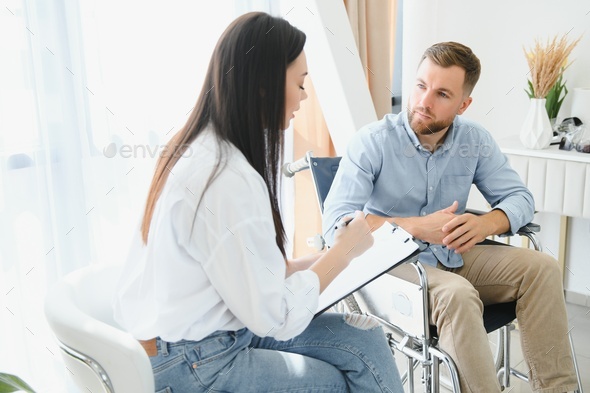 Patient visiting psychotherapist to deal with consequences