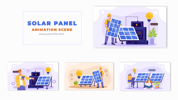 Solar Panel Technician and Renewable Energy Flat Vector Animation Scene