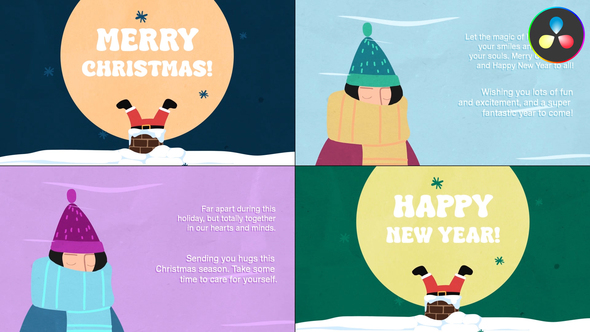 Cartoon Christmas Greeting Cards for DaVinci Resolve