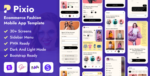 [DOWNLOAD]Pixio - Ecommerce Fashion Mobile App Template ( Bootstrap + PWA )